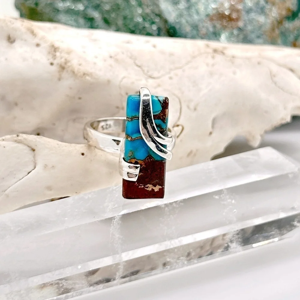 Rare Basalt Turquoise Solid Sterling Silver Ring